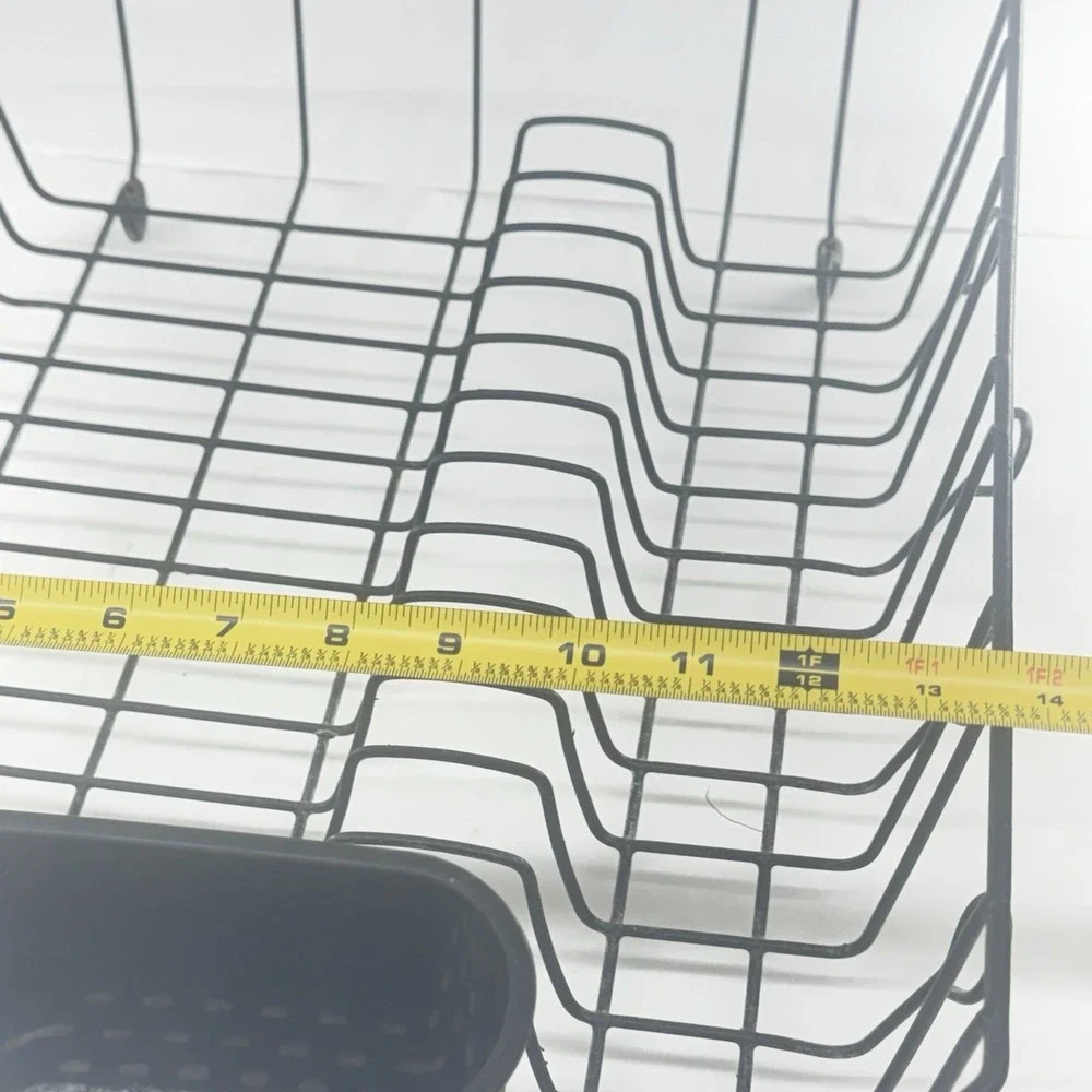 Rubbermaid Black Wire Dish Drainer Drying Rack w/Plastic Utensil Cup Rubber Feet